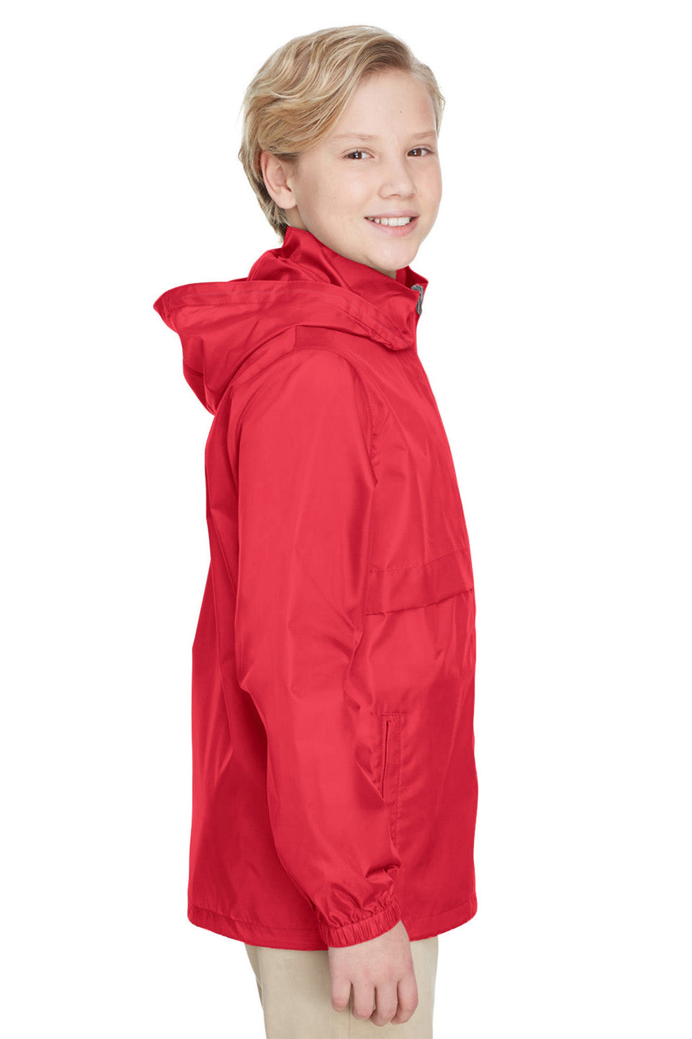 Team 365 TT73Y Youth Zone Protect Water Resistant Full Zip Hooded Jacket Red Side