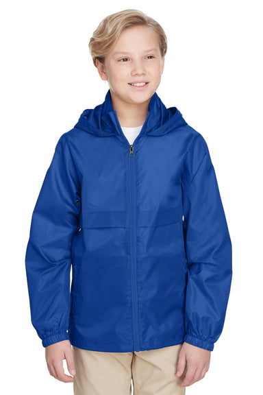 Team 365 TT73Y Youth Zone Protect Water Resistant Full Zip Hooded Jacket Royal Blue Front