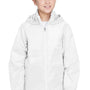 Team 365 Youth Zone Protect Water Resistant Full Zip Hooded Jacket - White