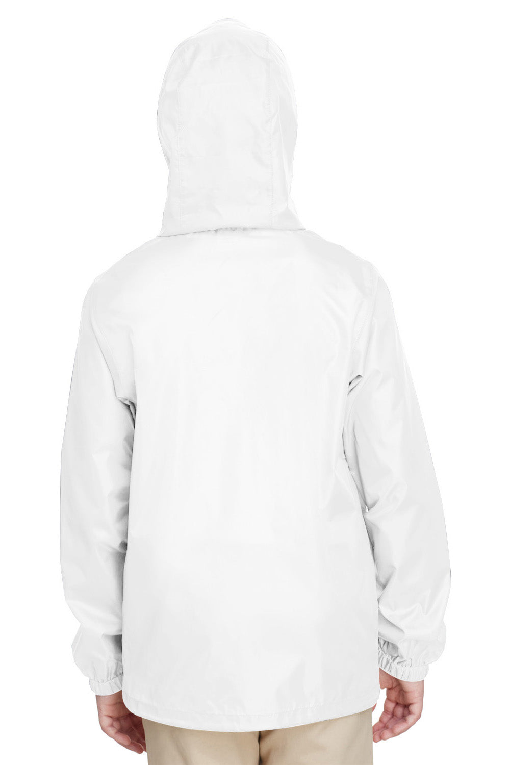 Team 365 TT73Y Youth Zone Protect Water Resistant Full Zip Hooded Jacket White Back