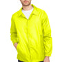Team 365 Mens Zone Protect Water Resistant Snap Down Coaches Jacket - Safety Yellow