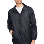Team 365 Mens Zone Protect Water Resistant Snap Down Coaches Jacket - Black
