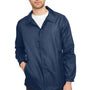 Team 365 Mens Zone Protect Water Resistant Snap Down Coaches Jacket - Dark Navy Blue - NEW
