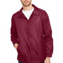 Team 365 Mens Zone Protect Water Resistant Snap Down Coaches Jacket - Maroon