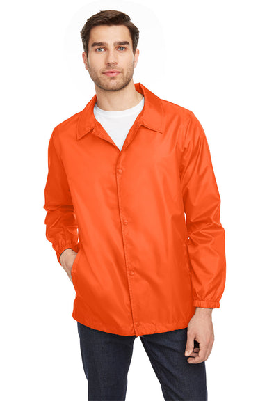 Team 365 TT75 Mens Zone Protect Snap Down Coaches Jacket Orange Front