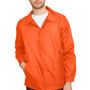 Team 365 Mens Zone Protect Water Resistant Snap Down Coaches Jacket - Orange