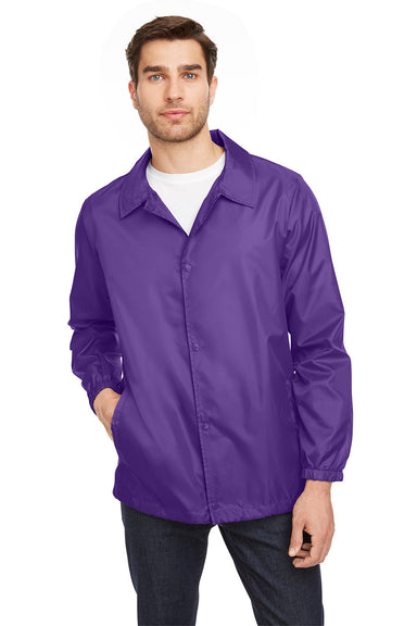 Team 365 TT75 Mens Zone Protect Snap Down Coaches Jacket Purple Front