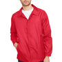 Team 365 Mens Zone Protect Water Resistant Snap Down Coaches Jacket - Red - NEW