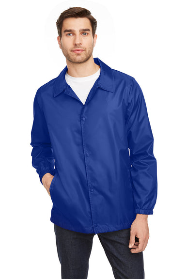 Team 365 TT75 Mens Zone Protect Snap Down Coaches Jacket Royal Blue Front