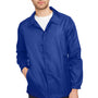Team 365 Mens Zone Protect Water Resistant Snap Down Coaches Jacket - Royal Blue