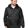 Team 365 Mens Zone Protect Water Resistant Hooded Packable Hooded 1/4 Zip Anorak Jacket - Black - NEW