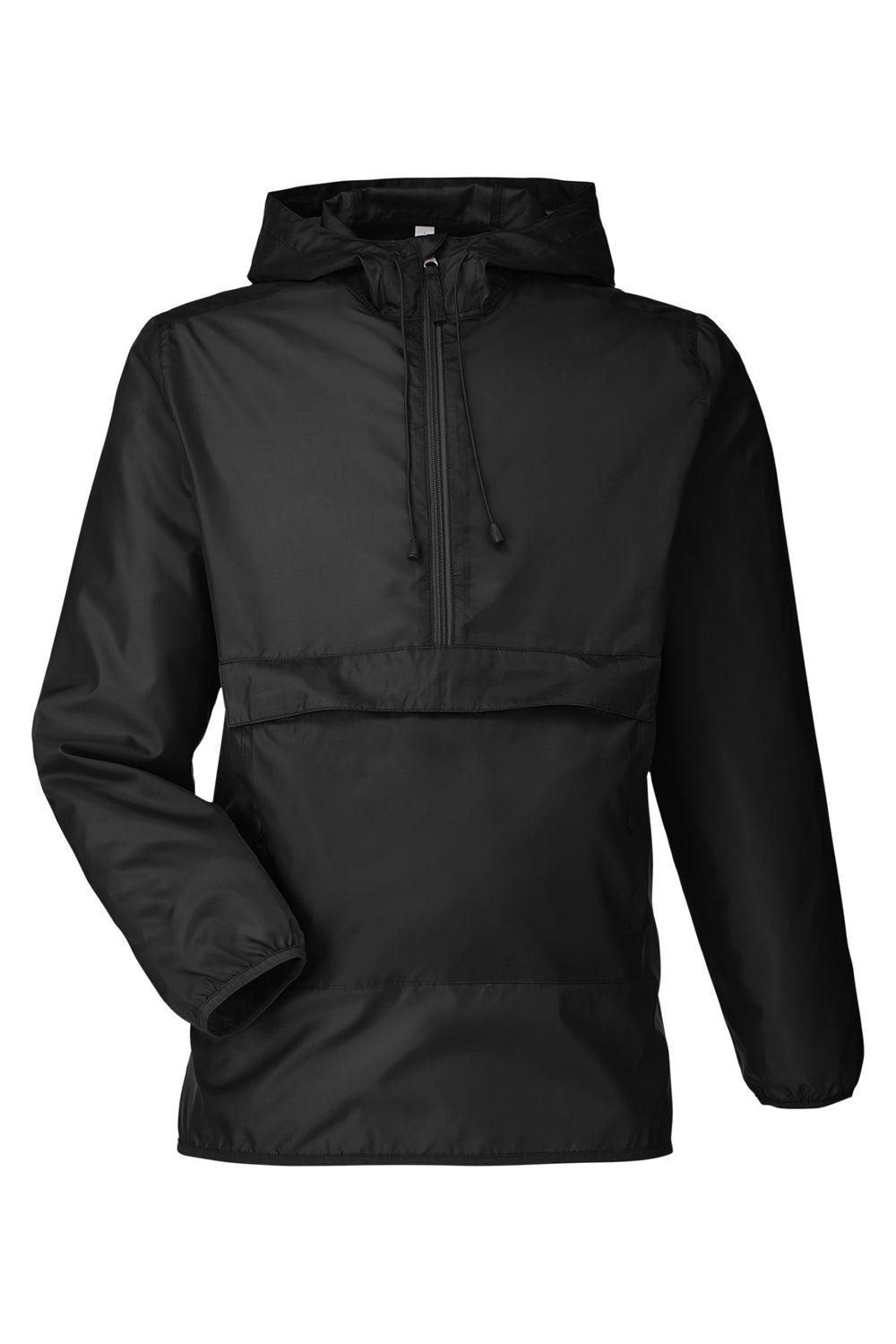 Team 365 TT77 Mens Zone Protect Hooded Packable Anorak Jacket Black Flat Front