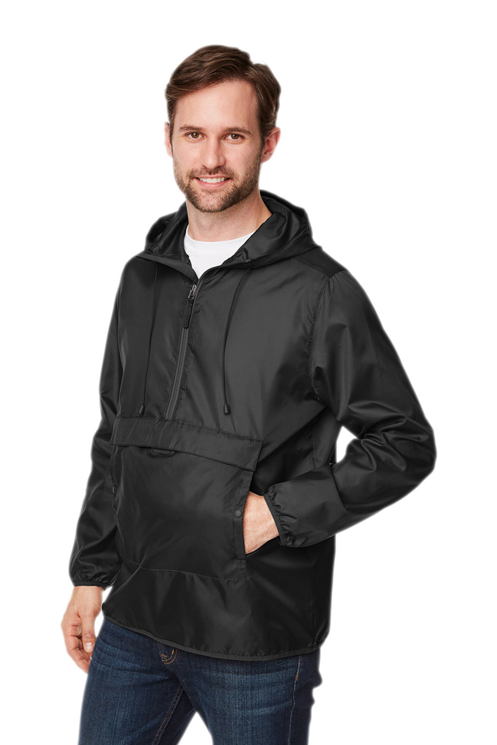Team 365 TT77 Mens Zone Protect Hooded Packable Anorak Jacket Black 3Q
