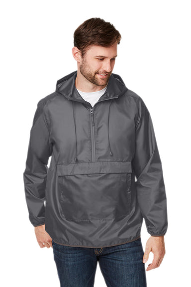 Team 365 TT77 Mens Zone Protect Hooded Packable Anorak Jacket Graphite Grey Front