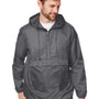 Team 365 Mens Zone Protect Water Resistant Hooded Packable Hooded 1/4 Zip Anorak Jacket - Graphite Grey