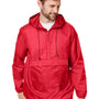 Team 365 Mens Zone Protect Water Resistant Hooded Packable Hooded 1/4 Zip Anorak Jacket - Red - NEW