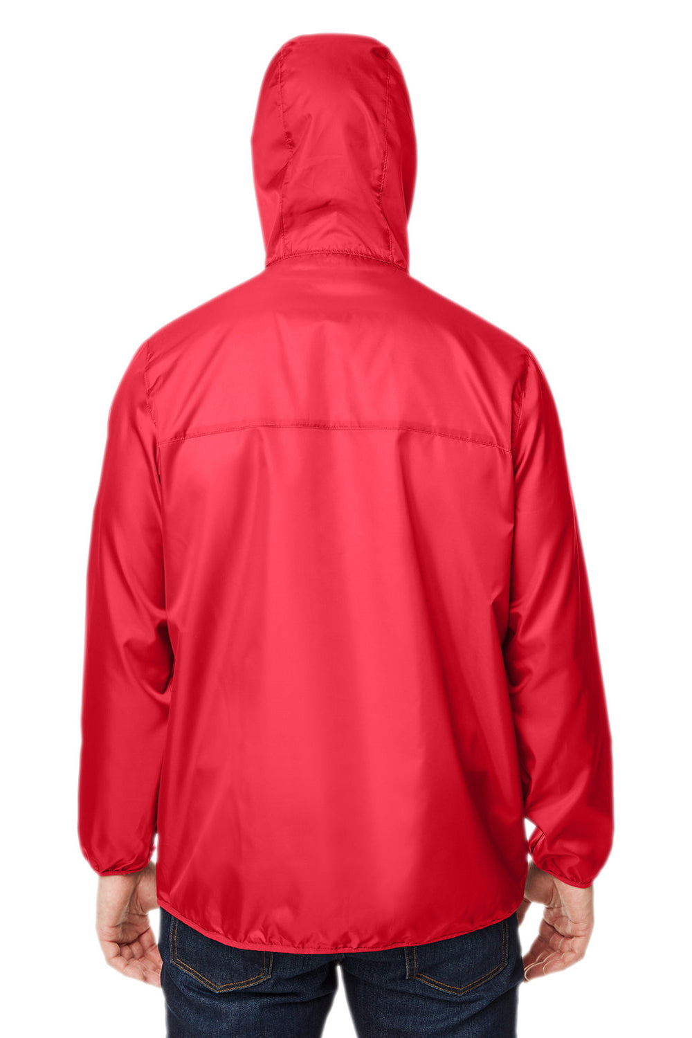 Team 365 TT77 Mens Zone Protect Hooded Packable Anorak Jacket Red Back