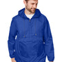 Team 365 Mens Zone Protect Water Resistant Hooded Packable Hooded 1/4 Zip Anorak Jacket - Royal Blue