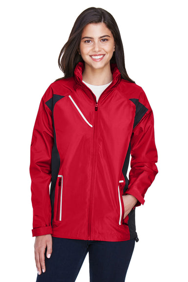 Team 365 TT86W Womens Dominator Waterproof Full Zip Hooded Jacket Red Front