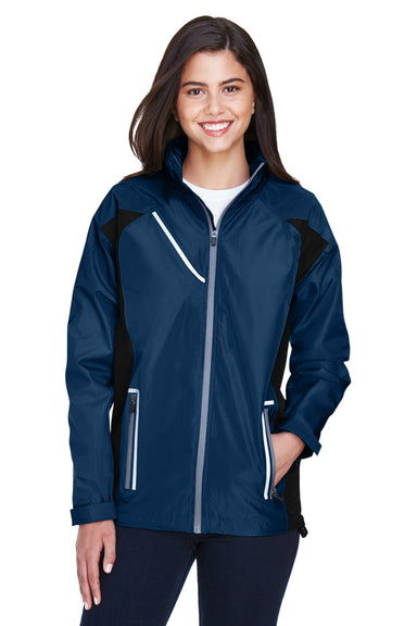 Team 365 TT86W Womens Dominator Waterproof Full Zip Hooded Jacket Navy Blue Front