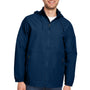 Team 365 Mens Zone HydroSport Full Zip Hooded Jacket - Dark Navy Blue