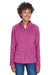 Team 365 TT90W Womens Campus Full Zip Microfleece Jacket Charity Pink Front