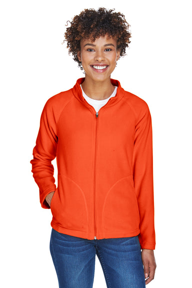 Team 365 TT90W Womens Campus Full Zip Microfleece Jacket Orange Front