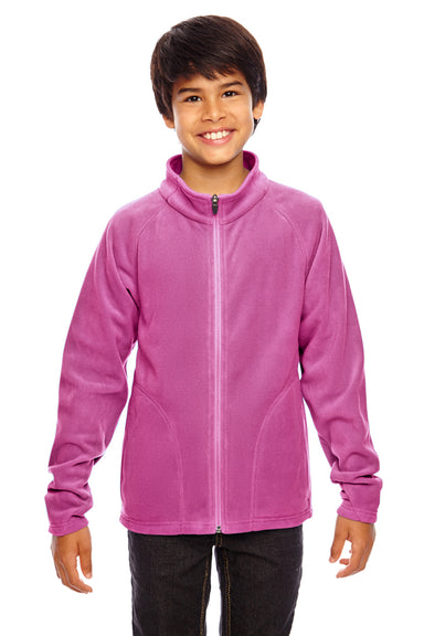 Team 365 TT90Y Youth Campus Full Zip Microfleece Jacket Charity Pink Front