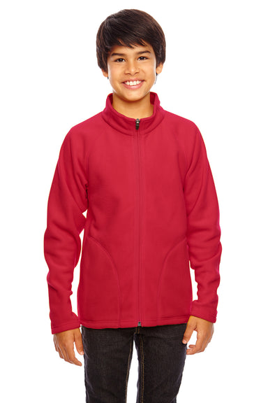 Team 365 TT90Y Youth Campus Full Zip Microfleece Jacket Red Front