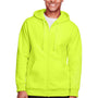 Team 365 Mens Zone HydroSport Fleece Water Resistant Full Zip Hooded Sweatshirt Hoodie - Safety Yellow