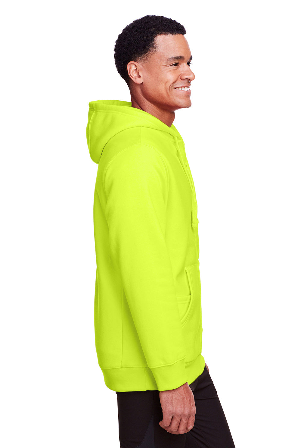 Team 365 TT95 Mens Zone HydroSport Fleece Water Resistant Full Zip Hooded Sweatshirt Hoodie Safety Yellow Side