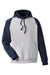 Team 365 TT96CB Mens Zone HydroSport Colorblock Hooded Sweatshirt Hoodie Heather Grey/Dark Navy Blue Flat Front