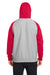 Team 365 TT96CB Mens Zone HydroSport Colorblock Hooded Sweatshirt Hoodie Heather Grey/Red Back