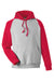 Team 365 TT96CB Mens Zone HydroSport Colorblock Hooded Sweatshirt Hoodie Heather Grey/Red Flat Front