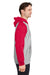 Team 365 TT96CB Mens Zone HydroSport Colorblock Hooded Sweatshirt Hoodie Heather Grey/Red Side