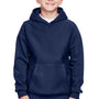 Team 365 Youth Zone HydroSport Fleece Water Resistant Hooded Sweatshirt Hoodie - Dark Navy Blue