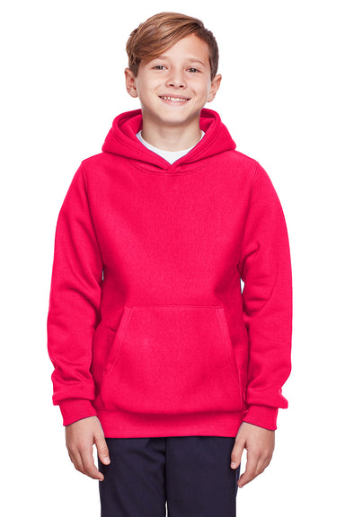 Team 365 TT96Y Youth Zone HydroSport Fleece Water Resistant Hooded Sweatshirt Hoodie Red Front