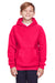 Team 365 TT96Y Youth Zone HydroSport Fleece Water Resistant Hooded Sweatshirt Hoodie Red Front