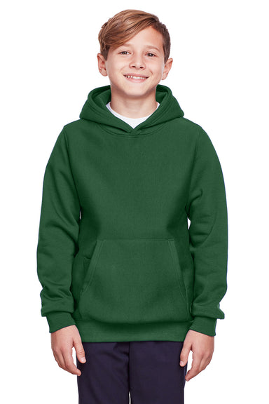 Team 365 TT96Y Youth Zone HydroSport Fleece Water Resistant Hooded Sweatshirt Hoodie Dark Green Front