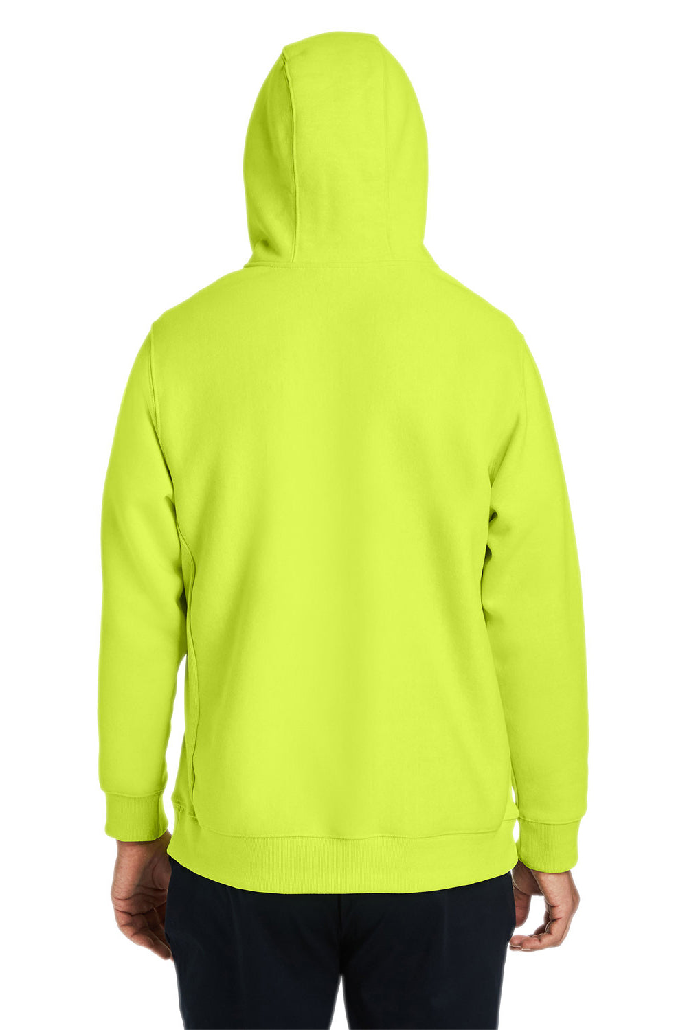 Team 365 TT97 Mens Zone HydroSport 1/4 Zip Hooded Sweatshirt Hoodie Safety Yellow Back