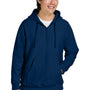 Team 365 Mens Zone HydroSport Water Resistant 1/4 Zip Hooded Sweatshirt Hoodie - Dark Navy Blue