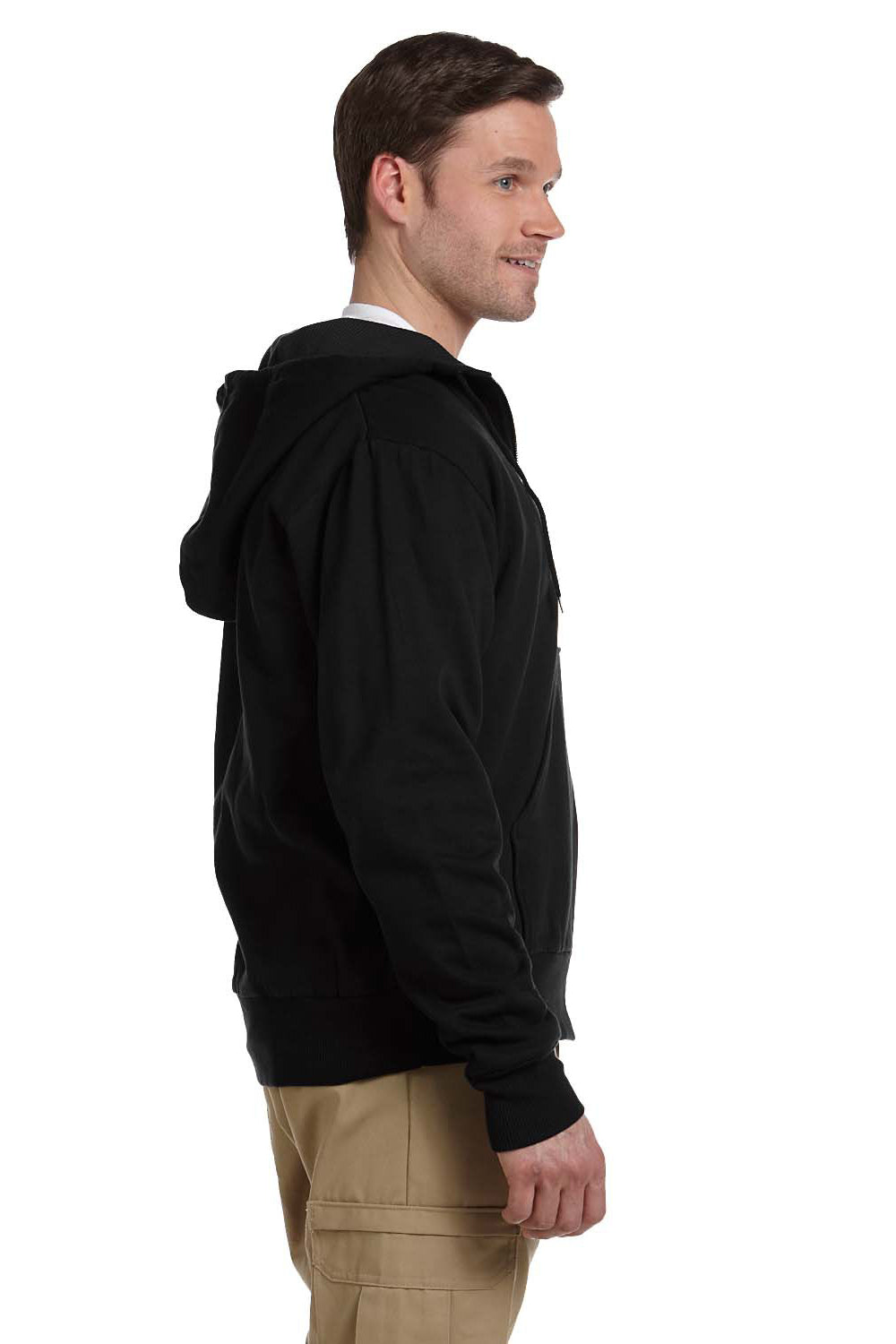 Dickies TW382 Mens Fleece Full Zip Hooded Sweatshirt Hoodie Black Side