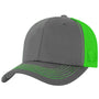 J America Mens Ranger Snapback Hat - Charcoal Grey/Neon Green - NEW