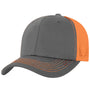 J America Mens Ranger Snapback Hat - Charcoal Grey/Neon Orange