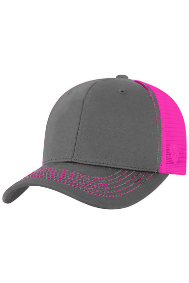 J America TW5505 Mens Ranger Hat Charcoal Grey/Neon Pink Front