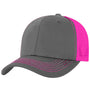 J America Mens Ranger Snapback Hat - Charcoal Grey/Neon Pink - NEW