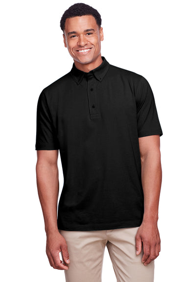 UltraClub UC105 Mens Lakeshore Performance Moisture Wicking Short Sleeve Polo Shirt Black Front