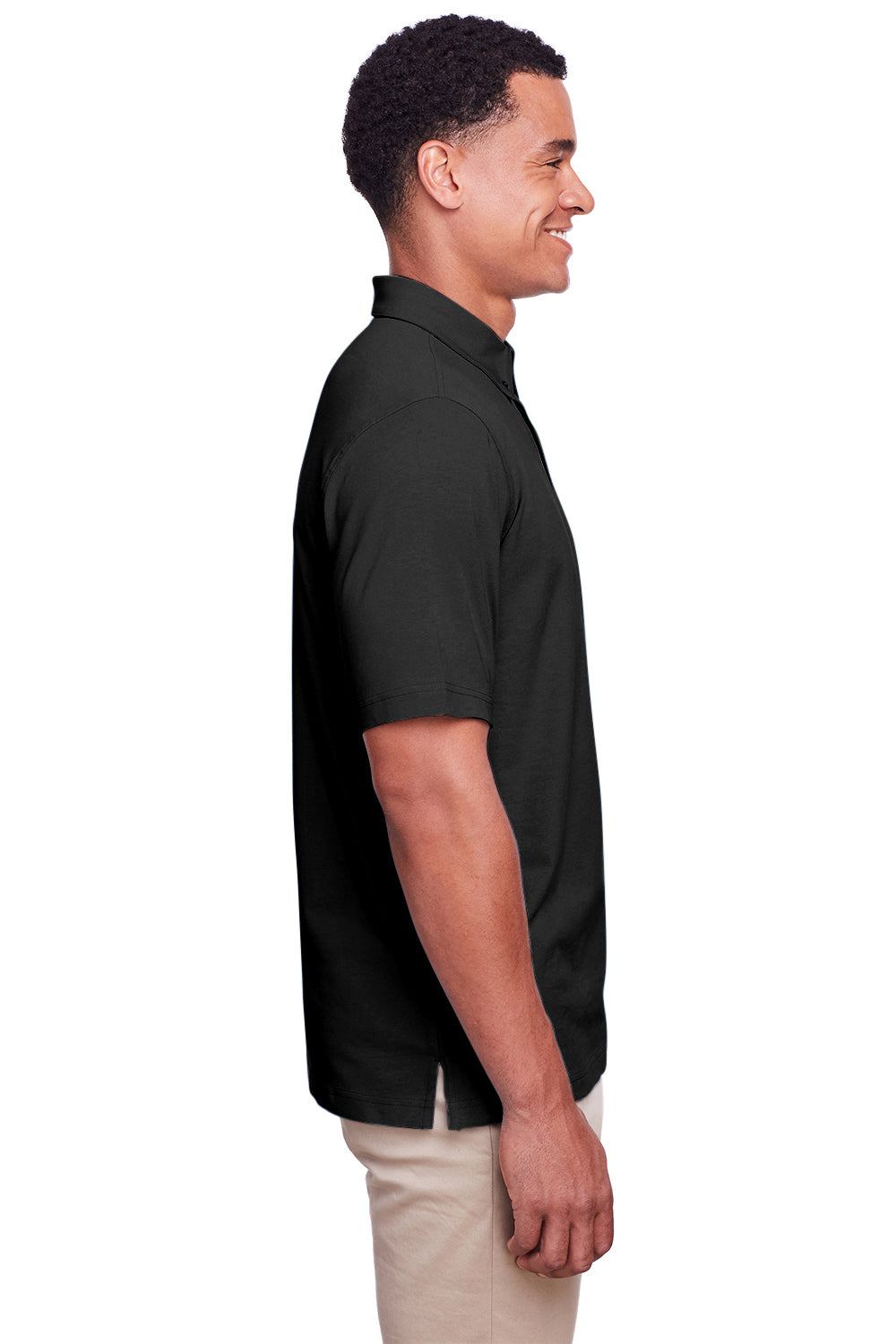 UltraClub UC105 Mens Lakeshore Performance Moisture Wicking Short Sleeve Polo Shirt Black Side