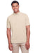 UltraClub UC105 Mens Lakeshore Performance Moisture Wicking Short Sleeve Polo Shirt Stone Brown Front