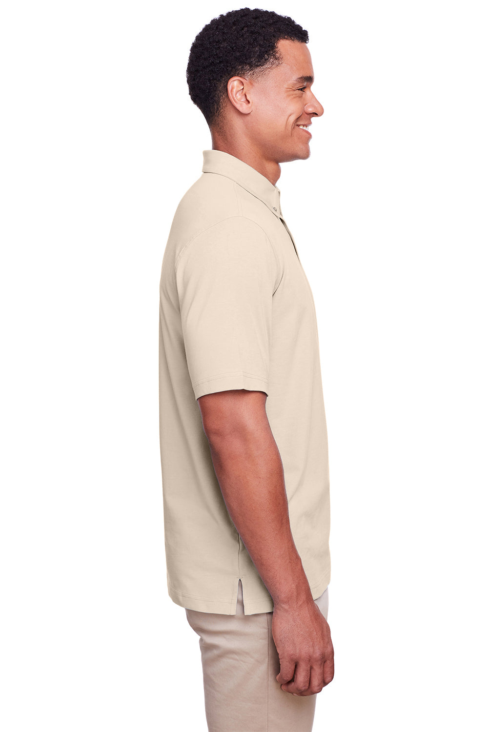 UltraClub UC105 Mens Lakeshore Performance Moisture Wicking Short Sleeve Polo Shirt Stone Brown Side